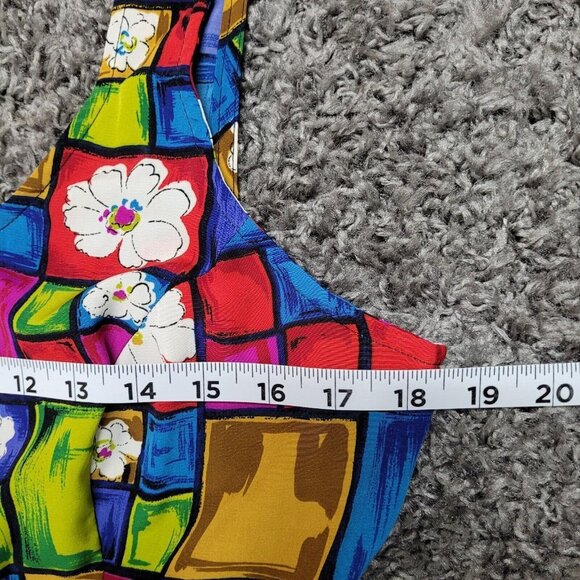 Vintage Liberty by ICI Size M Maxi Dress Blue Floral Button Down Vibrant - Picture 7 of 8